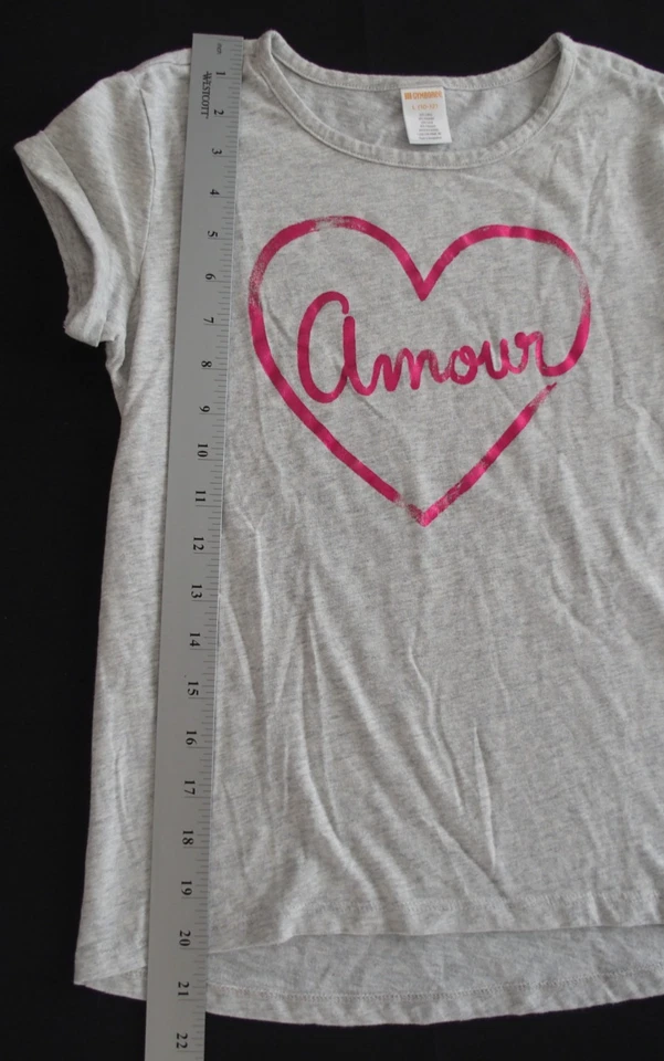 Camisa Gymboree 10 12 Grande Niñas Amore Corazón Amor Usada en Excelente Condición Francesa L Gris Manga Corta Foto 2 de 3