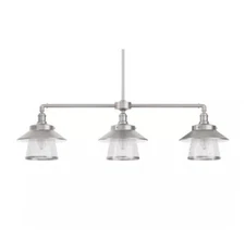 Park Harbor 38"W 3-Light 1-Tier Brushed Nickel Chandelier w/Seeded Glass