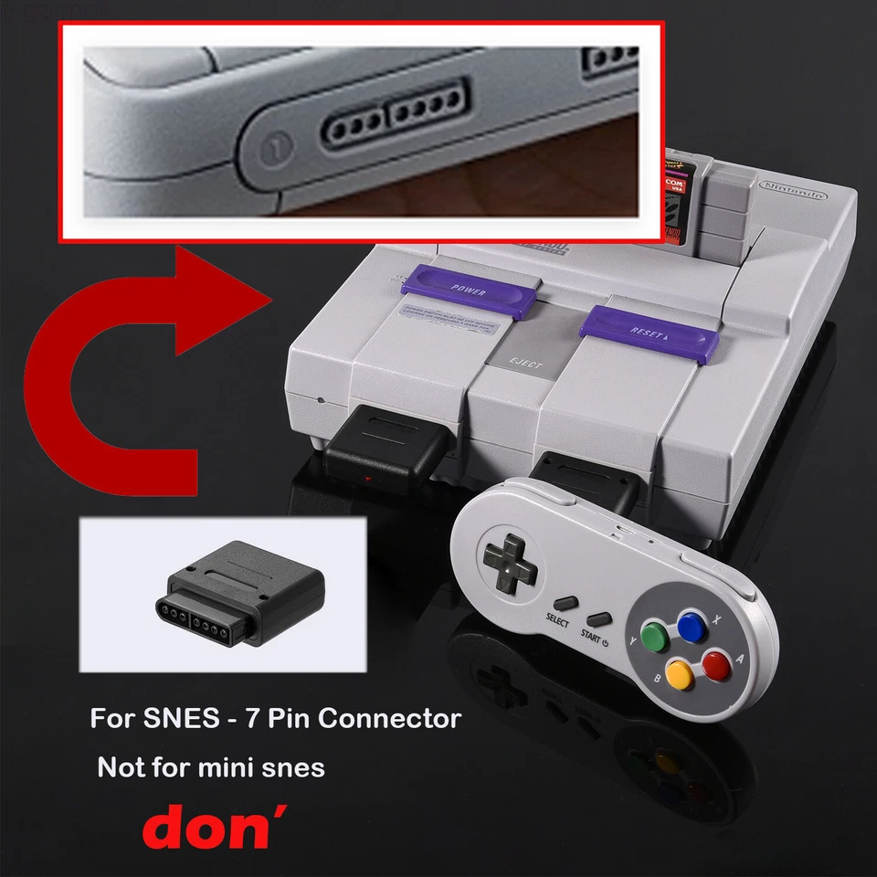2PCS 2.4GHZ Wireless SNES Super Classic Controller for Super Nintendo SNES SFC - Image 3 of 4