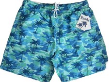 Trunks Surf And Swim Men  s L Swim Suit Green With Blue Palm Tree Design NWT