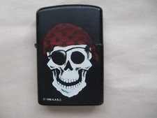 Skull and Red Bandana Lighter 1990 matte black, never struck