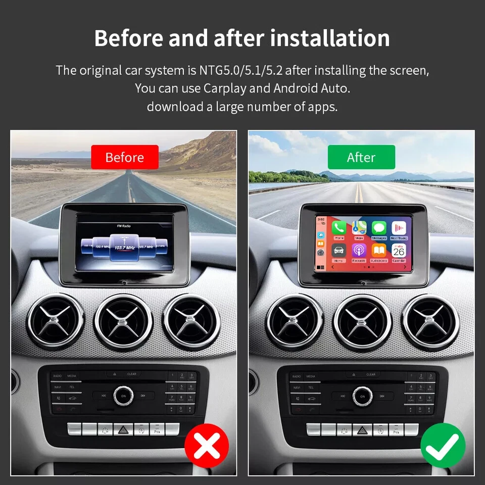 Interfaz automática Carplay Android para Mercedes Benz B W246 GLC X253 V W447 NTG5.0 Foto 4 de 4