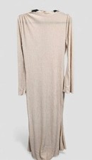 Full Length Beige Dress High Neck Flare Sleeves S (8/10)