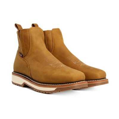 King Welt Arizona Leather Double Density Square Toe Short Work Boots - Desert
