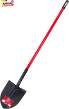 Round Point Heavy Duty Shovel 12-Gauge Fiberglass Long Handle Strong Metal NEW