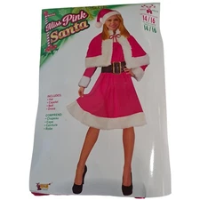 Costume MISS PINK SANTA Suit Adult 14/16 Christmas Party Forum Novelty Poly NEW