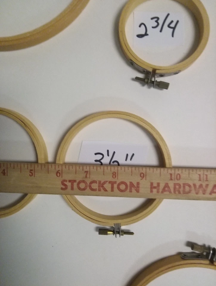 12- Round Wood Embroidery Hoops Cross Stitch Screw Tension,1-7,3-6,1-5,3-4,4-3" - Image 4 of 4