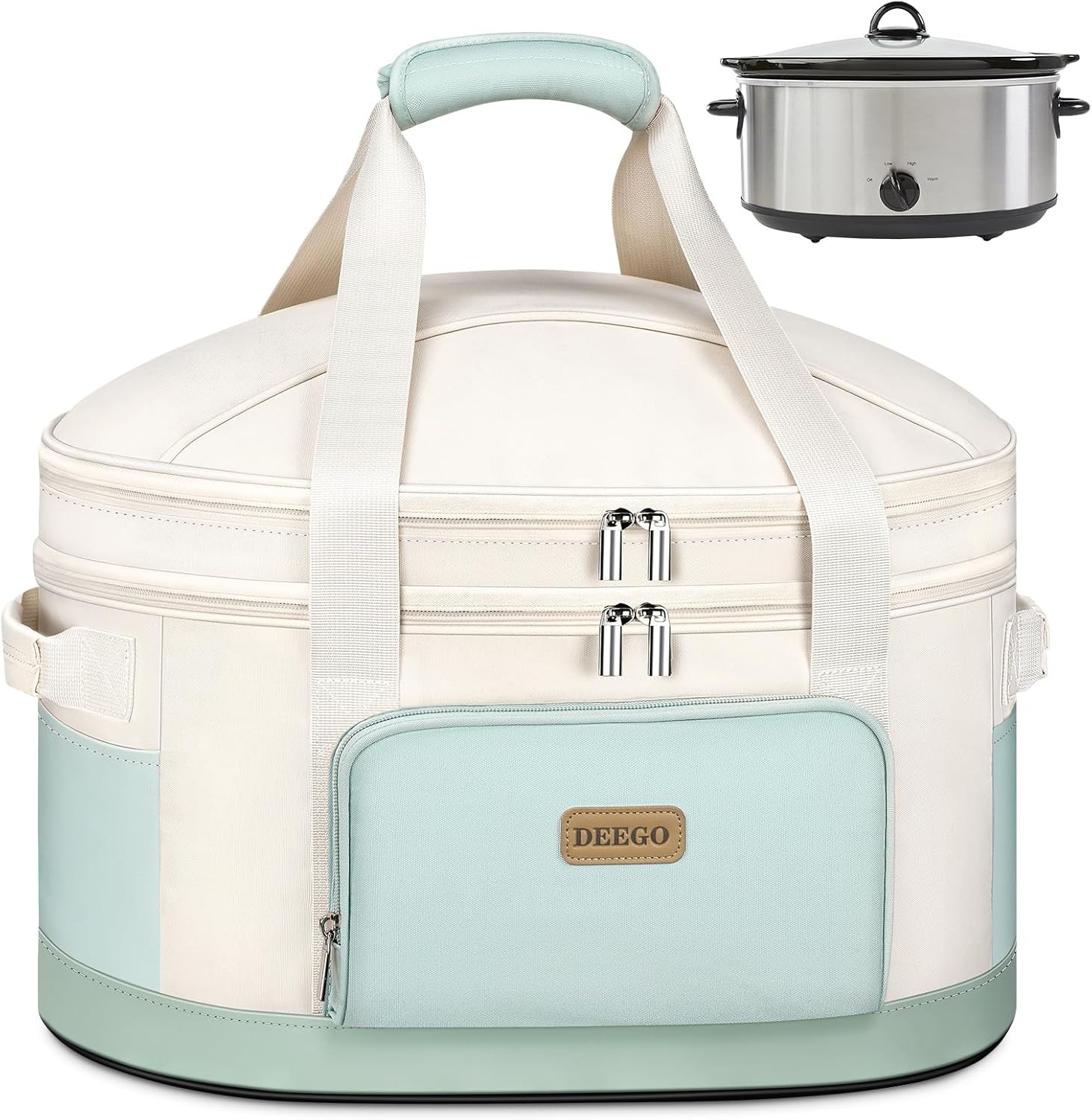 Carrying Bag for Crock-Pot 6-8 Quart, 2-Layer Insulated Portable Slow Cooker Tra