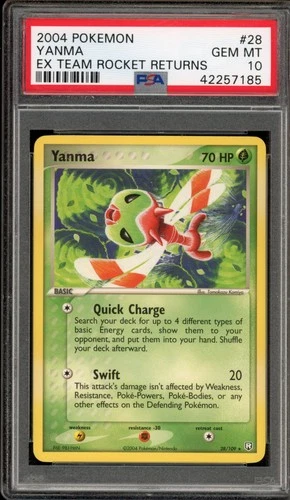Pokemon Yanma EX Team Rocket Returns Rare #28 PSA 10 Gem Mint