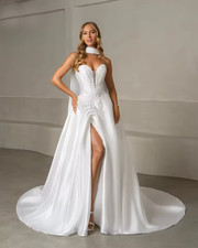 Elegant Sweetheart Neck Wedding Dresses Sleeveless Side High Split Bridal Gowns