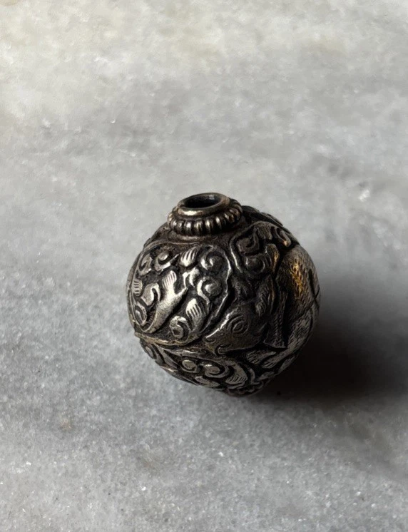 Tibetan Silver Repousse Bead Deer Design Handmade In Nepal 25x22mm CC749 - Image 2 of 2