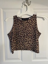 Warrior Within Designs Cropped Cheetah Print Tank Size Large
