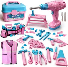 Kids Tool Set 55Pcs Tool Box Toddler Tool Kit for Girls Play Tools Toy with Tool