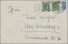 128 Posthorn 10 Pf Paar mit Notopfer Bf L&Uuml;BECK und seine Weine 28.10.53