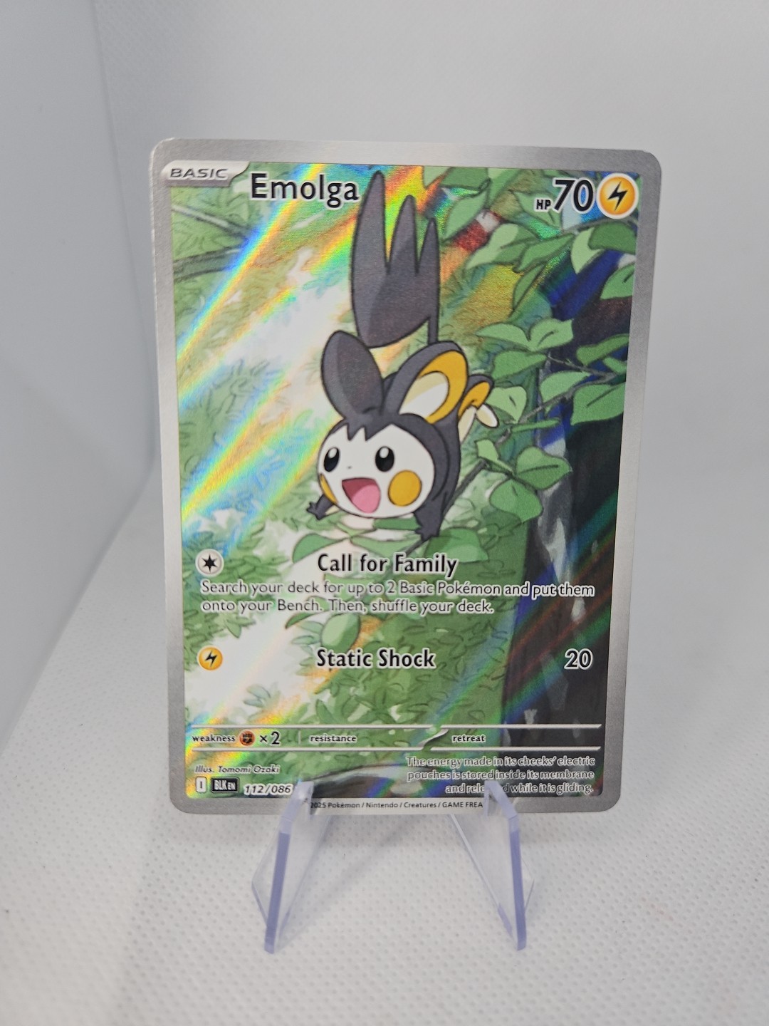 Emolga Illustration Rare Near Mint 112/086 Black Bolt White Flare Pokemon TCG