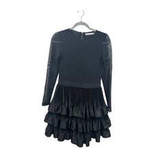 Alice+Olivia Chara Layered Ruffle Mini Dress Size 6 EUC Black 