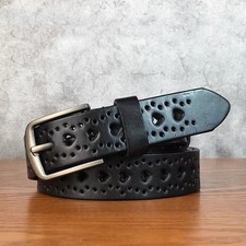 Real Leather Waist Belt Retro Hollow heart-shaped Women Jeans Casual Waistband