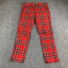 G-Star Pharrell Jeans Womens W28 L32 Red Tartan Plaid Raw 5622 3D Mid Boyfriend