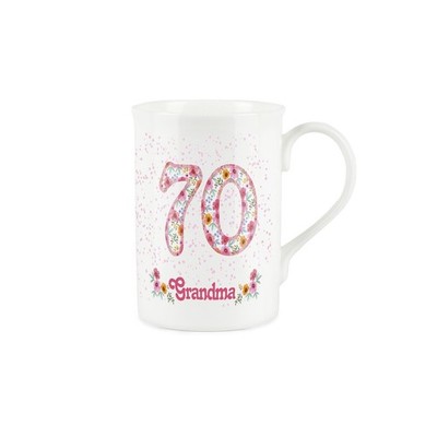Rosa Blumen 70 Oma Tasse - Bone China 70. Geburtstag Geschenke für Oma