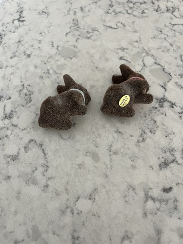 Lot of three small vintage flocked rabbits | eBay