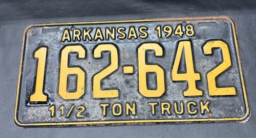 1948 Arkansas 1/2 ton truck License Plate Tag 162-642