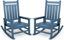 Oversized Outdoor Rocking Chair Set of 2, HDPE Rocker for Adults, Patio Rocking