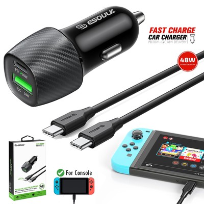 For Nintendo Switch 2 Pro Controller Car Adapter Auto Vehicle Charger Cable 3A