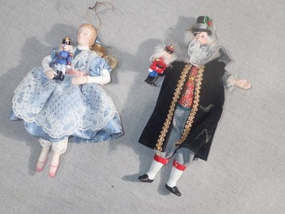 Nutcracker Ballet Smithsonian Porcelain Doll Ornaments Set Of 2 Vintage 1990s