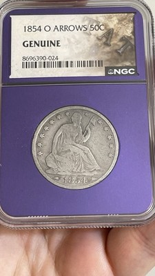 1854-O Seated Liberty Half Dollar 50c Arrows NGC Genuine-Purple