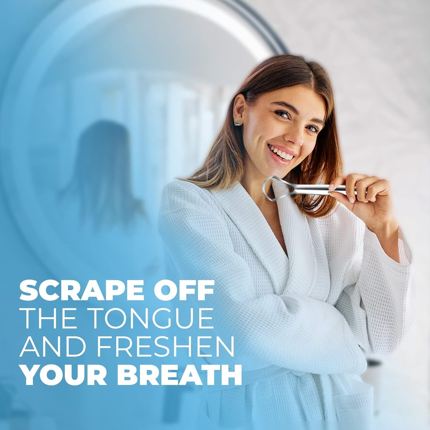 Tongue Scraper for Adults with Travel Cases (2Pcs Oral Care Pack) - 100% Metal