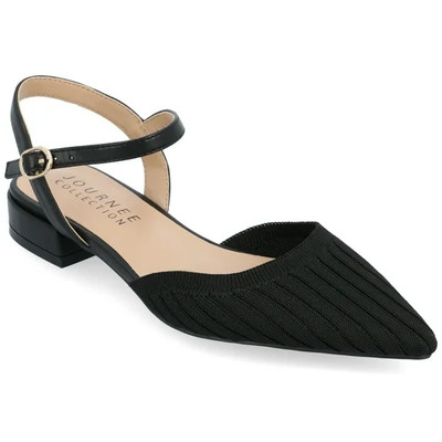Journee Collection Women's Ansley Medium and Wide Width Flats, Black Size 8W