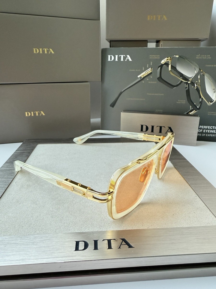 DITA LXN-EVO DTS 403 06 WHITE SWIRL YELLOW GOLD APRICOT SUNGLASSES