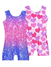 Girls Gymnastics Leotards Size 3t 4t Sparkle Purple Gym Outfits Pink Heart Bi...