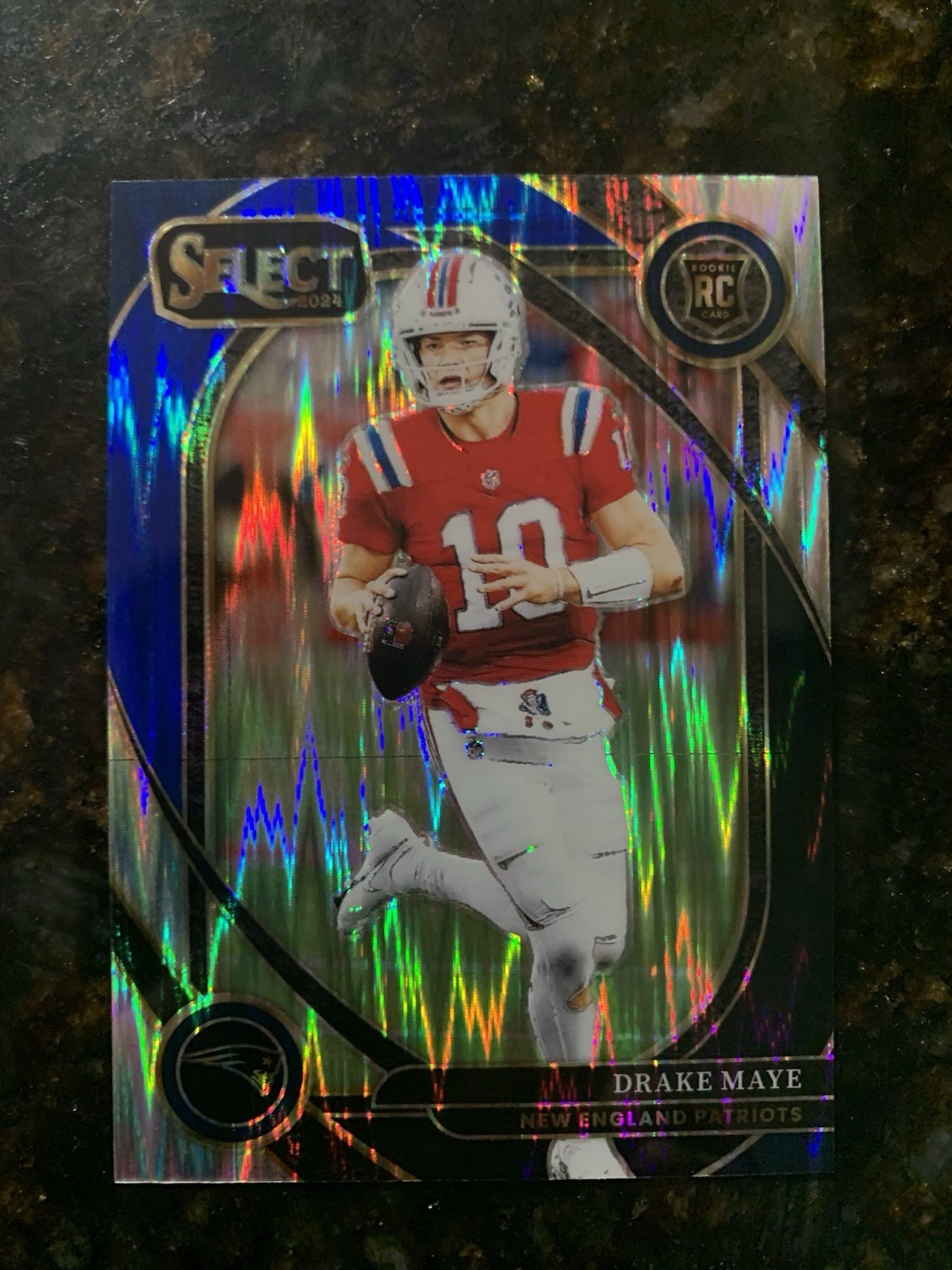 2024 Panini Select Drake Maye Club Level #218 Black & Blue Shock (RC) Patriots