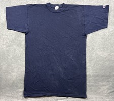 Vintage 70s 80s Champion Men's T-Shirt Navy Blue Size Large Made in USA Blank