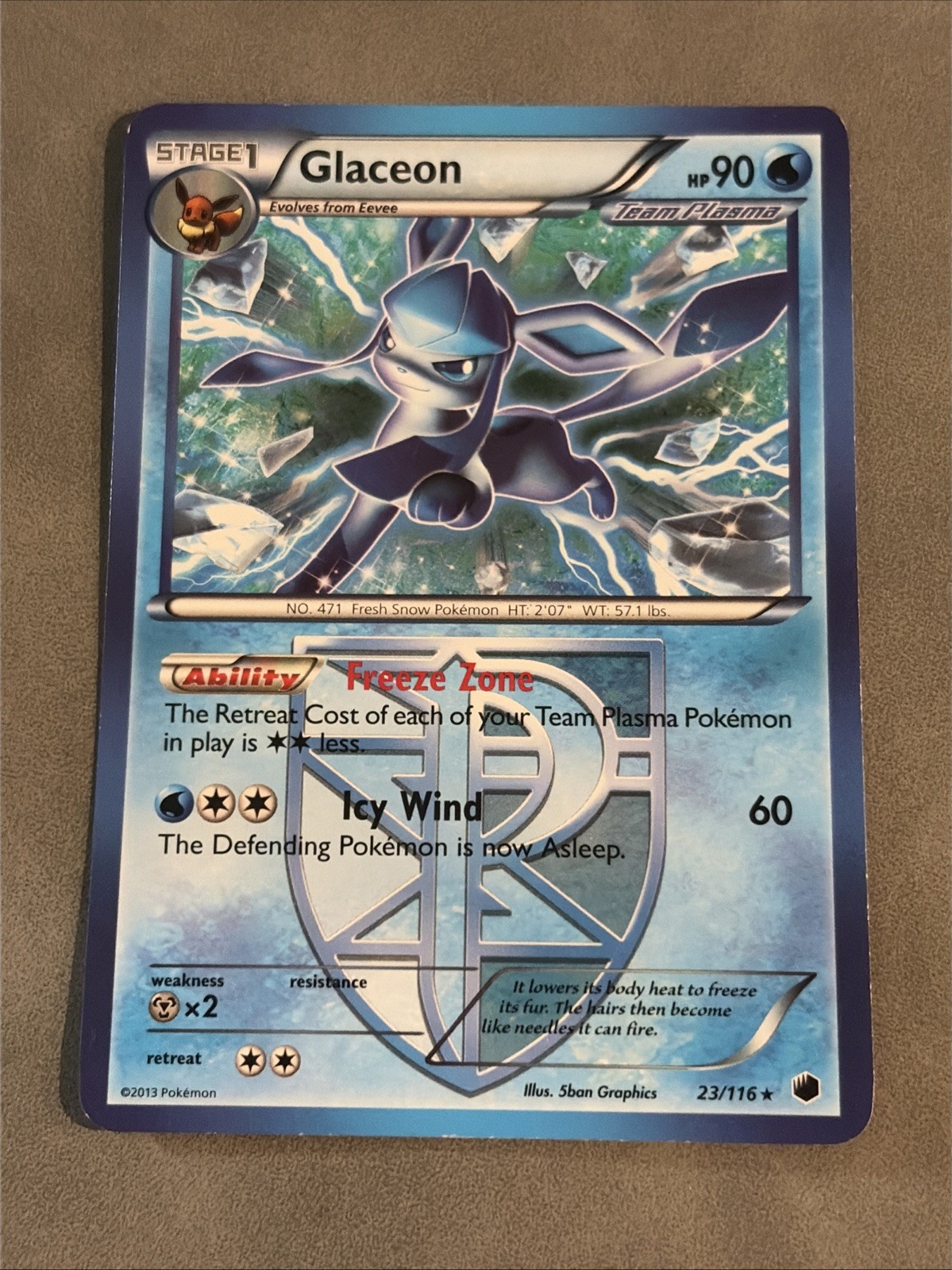 Pokémon TCG Glaceon Team Plasma, Plasma Freeze Rare Regular 23/116 NM