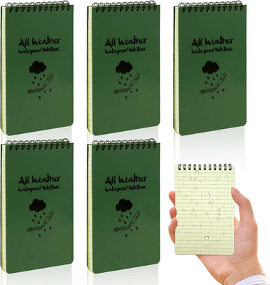 5 Stück Allwetter Wasserdicht Notizblöcke, 4X6 Zoll Taschenformat Notizbuch, Spi