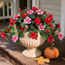 Artificial Fake Flowers for Outdoors Decoration, 2PCS Faux Hibiscus Flowers f...