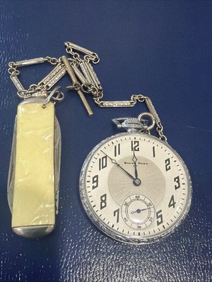 1927 South Bend Studebaker 21j 12s Open Face with Fob Pocket Watch. Running