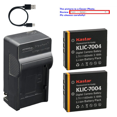 Kastar Battery AC & USB-C Charger for Kodak EasyShare M1033 M2008 V1233 V1253