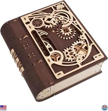 UGEARS Book of Secrets 3D Wooden Puzzle Model Kit - Mechanical Brain Teaser Box