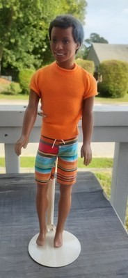 Mattel Steven Doll AA African American Ken Curly Rooted Hair Re-Clothed w/ Stand