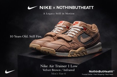 Nike Air Trainer 1 Low Velvet Brown Infrared Men s Size 6 