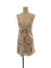 Free People white Ivory/Nude Sequin Mini Slip Dress bridal boho, Size 2