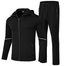 Men's Tracksuit 2 Pieces Set Hoodie Sweatsuits Full Zip Athletic Jogging Suit...