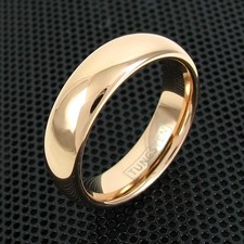 4mm or 6mm Tungsten Ring Polished Rose Gold Plated Domed Wedding Band Jewelry