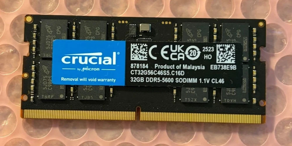 New Crucial 32GB DDR5-5600 SO-DIMM Laptop Memory Modules (1x32GB