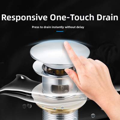 Sink Drain Valve: Pop-Up Design with Hair Strainer & Quick Install