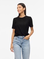 Vila Viplisa O-Neck T-Shirt Damen S/S, GrößE M, Schwarz, Baumwolle, Noos