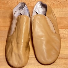 Revolution Dancewear Jazz Shoes Leather Pull-On Slip-On Tan US 8.5M Unisex